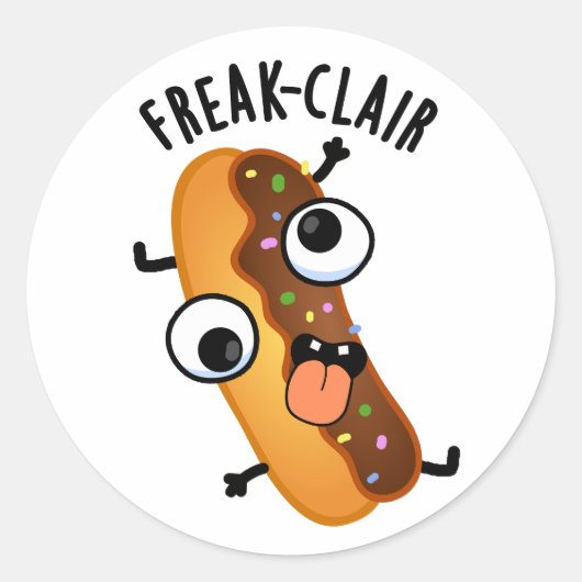 Freak-clair Funny Eclair Pun Ronde Sticker (Voorkant)