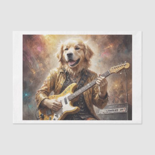Freak Golden Retriever gitaar spelen bij concert - Tissuepapier (Voorkant)