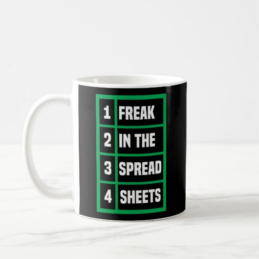 Freak in de Spreadsheets Excel Sheet Kantoor Jokes Koffiemok (Links)