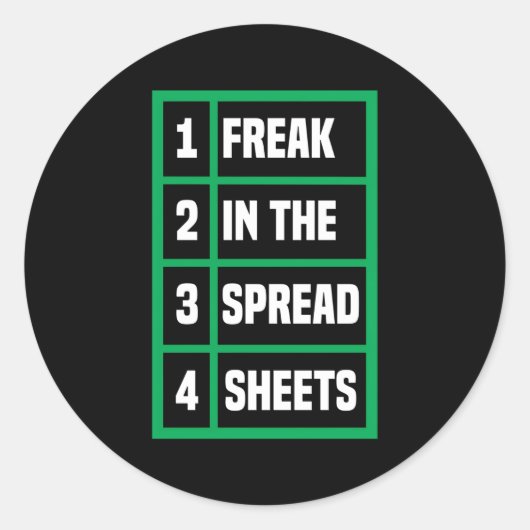 Freak in de Spreadsheets Excel Sheet Kantoor Jokes Ronde Sticker (Voorkant)