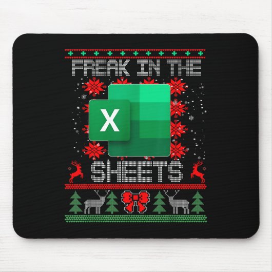 Freak in de vellen Excel-spreadsheet Lelijk Kerst Muismat (Voorkant)