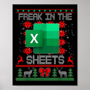Freak in de vellen Excel-spreadsheet Lelijk Kerst Poster