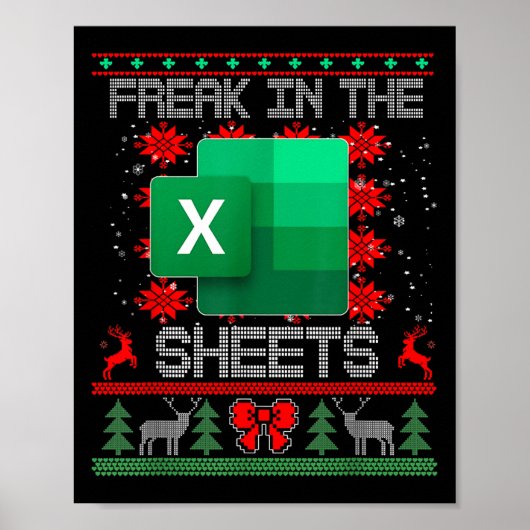 Freak in de vellen Excel-spreadsheet Lelijk Kerst Poster (Voorkant)