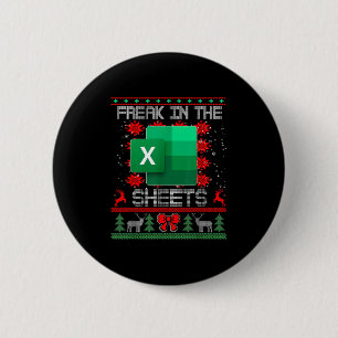 Freak in de vellen Excel-spreadsheet Lelijk Kerst Ronde Button 5,7 Cm