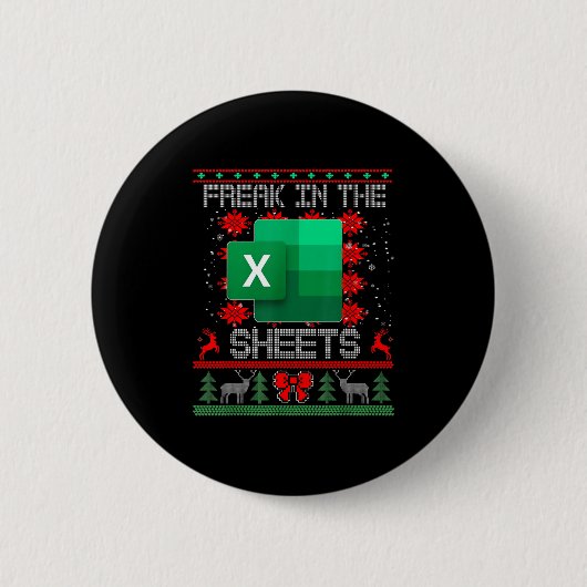 Freak in de vellen Excel-spreadsheet Lelijk Kerst Ronde Button 5,7 Cm (Voorkant)
