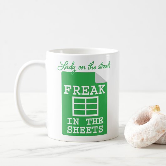 Freak in vellen grappige spreadsheet koffiemok (Met donut)