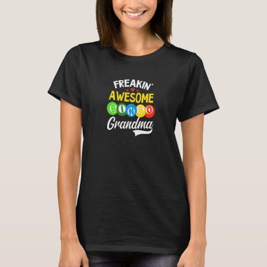Freakin Geweldige Bingo Grandma Bingo Queen T-shirt (Voorkant)