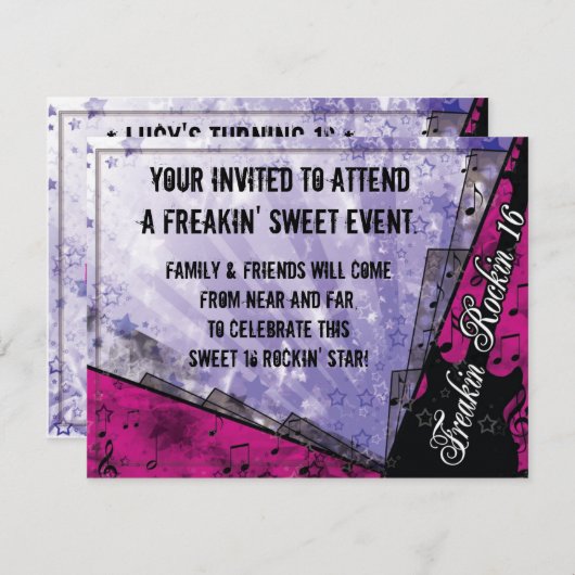Freakin Rockin 16th Birthday Kaart (Voorkant / Achterkant)