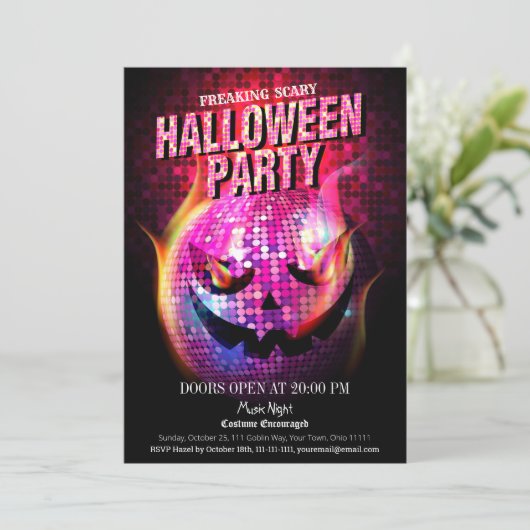 Freaking Enge Jack-O-Lantern Disco Ball Kaart (Staand voorkant)