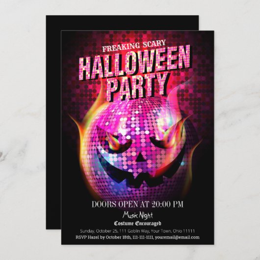 Freaking Enge Jack-O-Lantern Disco Ball Kaart (Voorkant / Achterkant)