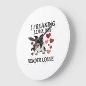 Freaking Love Border Collie Hond Harten_1 Grote Klok (Hoek)