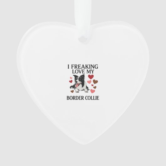 Freaking Love Border Collie Hond Harten_1 Ornament (voorkant)