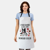 Freaking Love Border Collie Hond Harten_1 Schort (Gedragen)