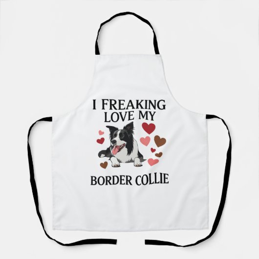 Freaking Love Border Collie Hond Harten_1 Schort (Voorkant)