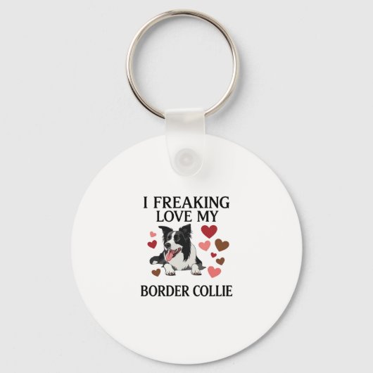 Freaking Love Border Collie Hond Harten_1 Sleutelhanger (Voorkant)