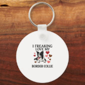 Freaking Love Border Collie Hond Harten_1 Sleutelhanger (Voorkant)