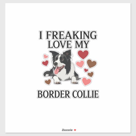 Freaking Love Border Collie Hond Harten_1 Sticker (Vel)