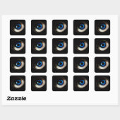 Freaky Blauw Rits Oog Halloween Enge Vierkante Sticker (Vel)