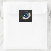 Freaky Blauw Rits Oog Halloween Enge Vierkante Sticker (Tas)