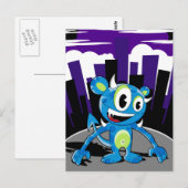 Freaky Blue Monster Briefkaart (Voorkant / Achterkant)