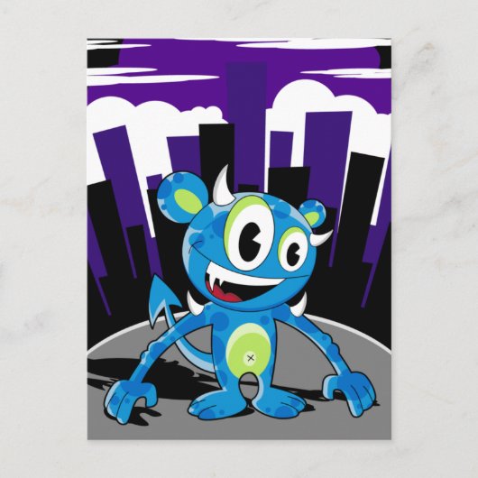 Freaky Blue Monster Briefkaart (Voorkant)