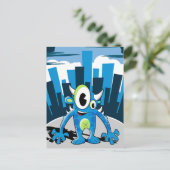 Freaky Blue Monster Briefkaart (Staand voorkant)