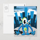 Freaky Blue Monster Briefkaart (Voorkant / Achterkant)