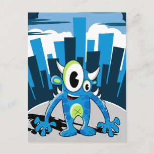 Freaky Blue Monster Briefkaart