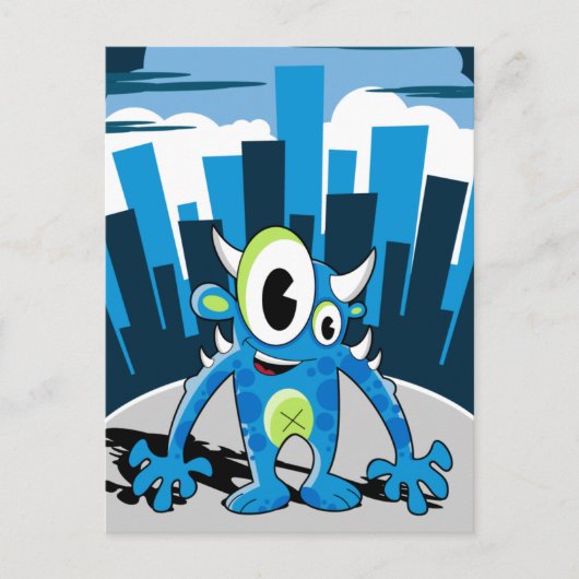 Freaky Blue Monster Briefkaart (Voorkant)