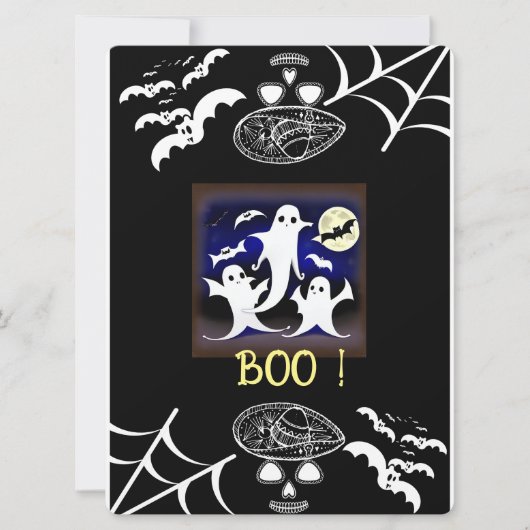 Freaky Boo Geesten Vleermuizen Bootiful Halloween Feestdagenkaart (Voorkant)
