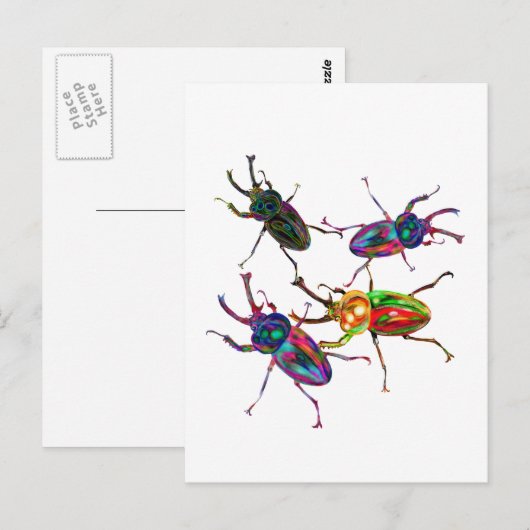 Freaky Cool Rainbow Stag Kevers Briefkaart (Voorkant / Achterkant)