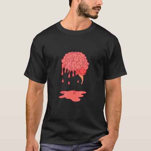 Freaky Creepy Melting Brain Anatomy Scary Driving T-shirt (Voorkant)