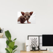 Freaky Cute Furless Sphynx Kitten Poster (Thuiskantoor)