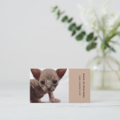 Freaky Cute Furless Sphynx Kitten Visitekaartje (Staand voorkant)