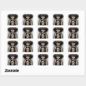 Freaky Enge Spooky Oude Doll Halloween Vierkante Sticker (Vel)