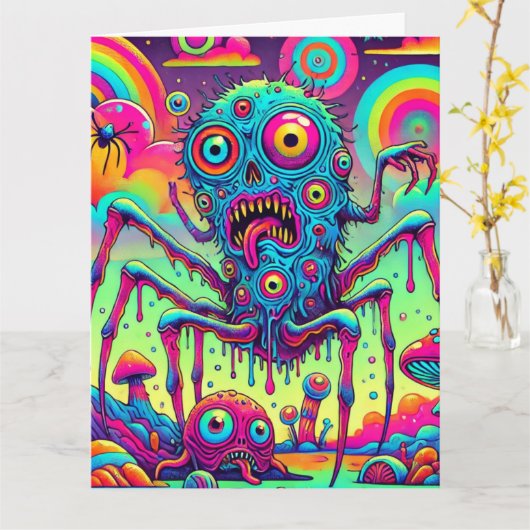 Freaky Fun De psychedelische creeper Kaart (Gele Bloem)