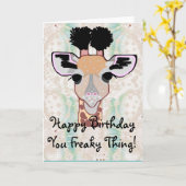 Freaky Giraffe Happy Birthday! Kaart (Gele Bloem)