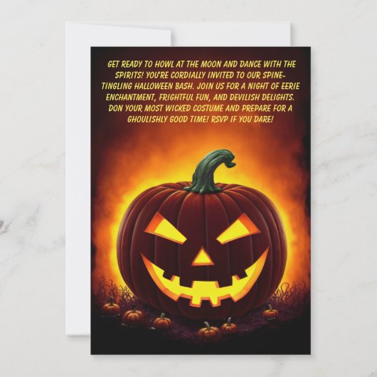 Freaky Halloween Pumkin Party Kaart (Achterkant)