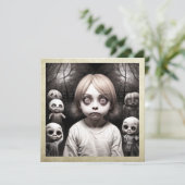 Freaky Kind met Grote Ogen Halloween Kaart (Staand voorkant)