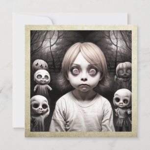 Freaky Kind met Grote Ogen Halloween Kaart