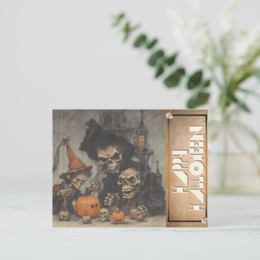 Freaky Skeletons Spooktacular Halloween Feestdagenkaart (Staand voorkant)