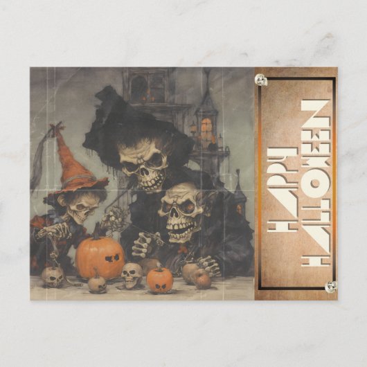 Freaky Skeletons Spooktacular Halloween Feestdagenkaart (Voorkant)