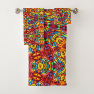 Freaky Tiki Red Fractal Kaleidoscope Bad Handdoek