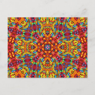 Freaky Tiki Red  Fractal Kaleidoscope Briefkaart