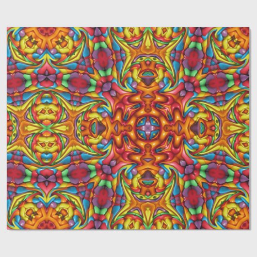 Freaky Tiki Red Fractal Kaleidoscope Cadeaupapier (Vlak)