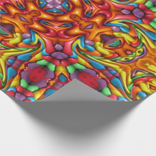 Freaky Tiki Red Fractal Kaleidoscope Cadeaupapier (Hoek)