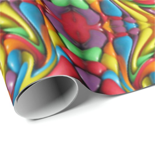 Freaky Tiki Red Fractal Kaleidoscope Cadeaupapier (Rol Hoek)