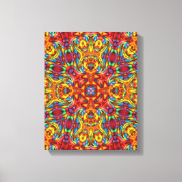 Freaky Tiki Red  Fractal Kaleidoscope Canvas Afdruk