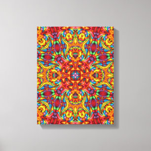 Freaky Tiki Red  Fractal Kaleidoscope Canvas Afdruk