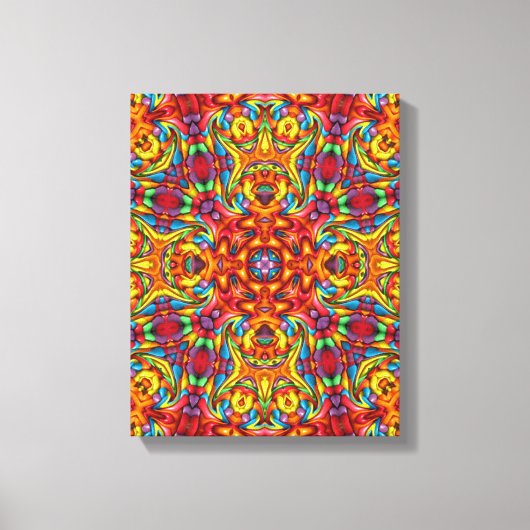 Freaky Tiki Red Fractal Kaleidoscope Canvas Afdruk (Voorkant)